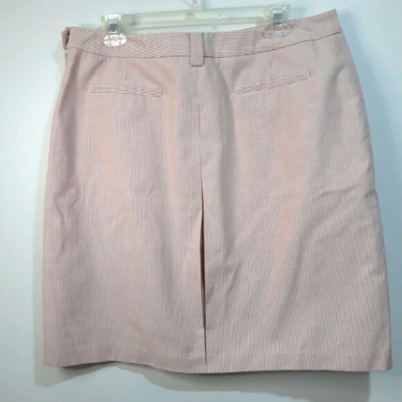 Brooks Brothers woven in Italy Skirt striped  white pink front size 14 c… - Picture 10 of 12
